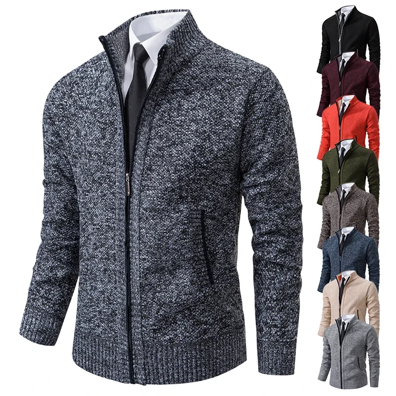 

Мужской свитер-джемпер, осенний кардиган на молнии Y2K, зимний флисовый кашемировый деловой вязаный Hombre на молнии, холодное пальто, мужская одежда