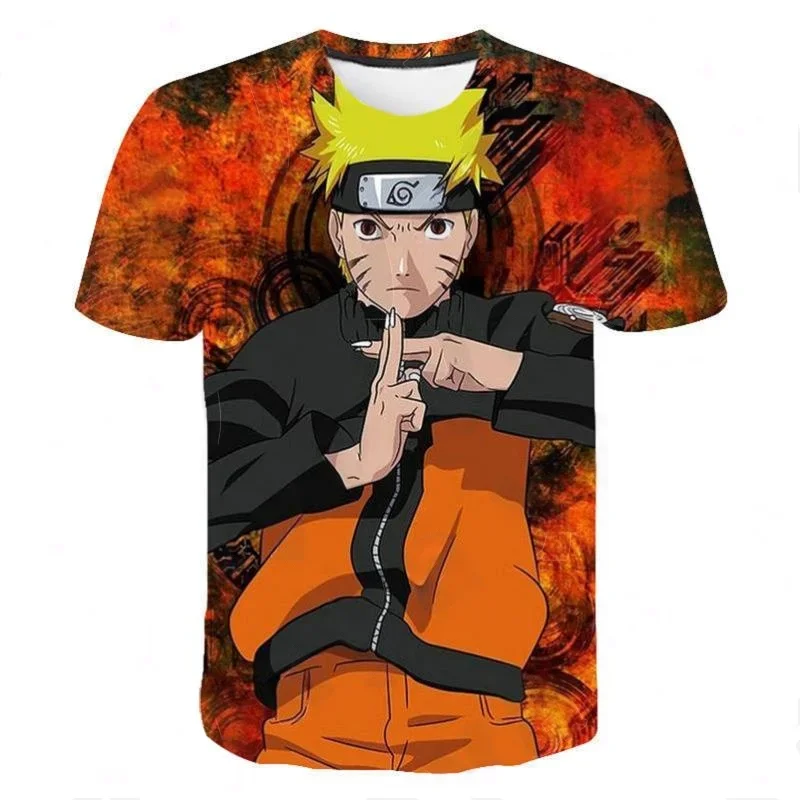 Kinder Anime Naruto Uzumaki Sasuke 3D-T-Shirt mit Volldruck, für Jungen und Mädchen, kurzärmelig, lässig, übergroß, Naruto-Fan – Detail 4
