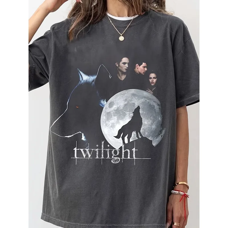 Twilight T-shirt Edward and Bella Short Sleeved Aesthetic Y2K Suitable for All Seasons, Unisex