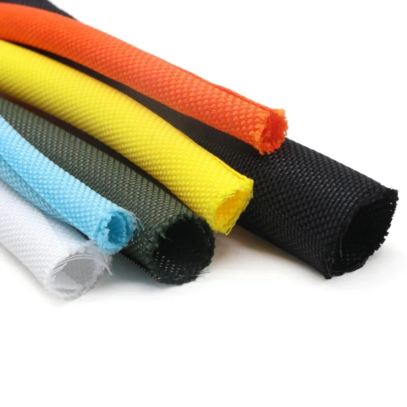 Manguito trenzado expandible de PET cerrado, 1M/5M, cierre automático, manguera aislante Flexible, envoltura de Cable, protege el Cable, tubo de