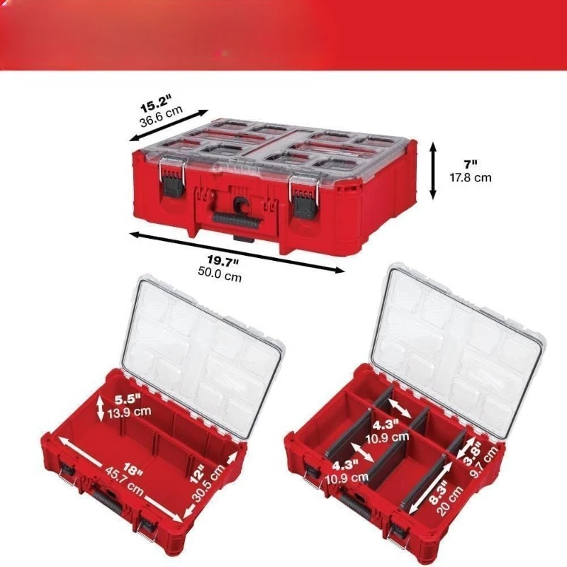 

48-22-8432 For Milwaukee PACKOUT Deep Organizer w/ 50 lb Weight Capacity Length 15.2 in Width 19.7 in Height 7 in