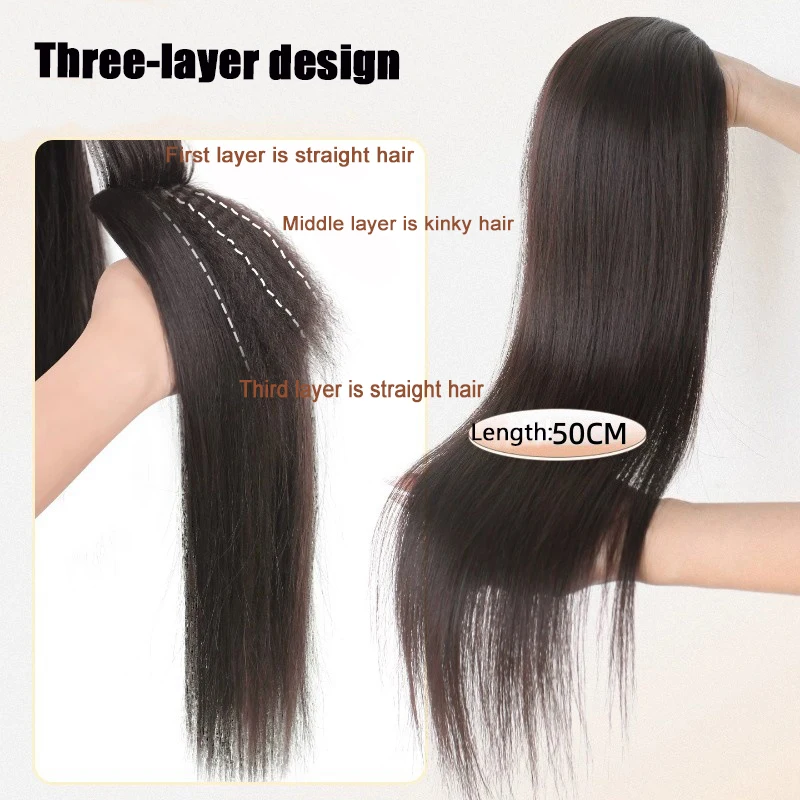 Straight hair synthetic hair pad clip to extend women's natural wigs women's invisible hair clips to add extra volume pieces