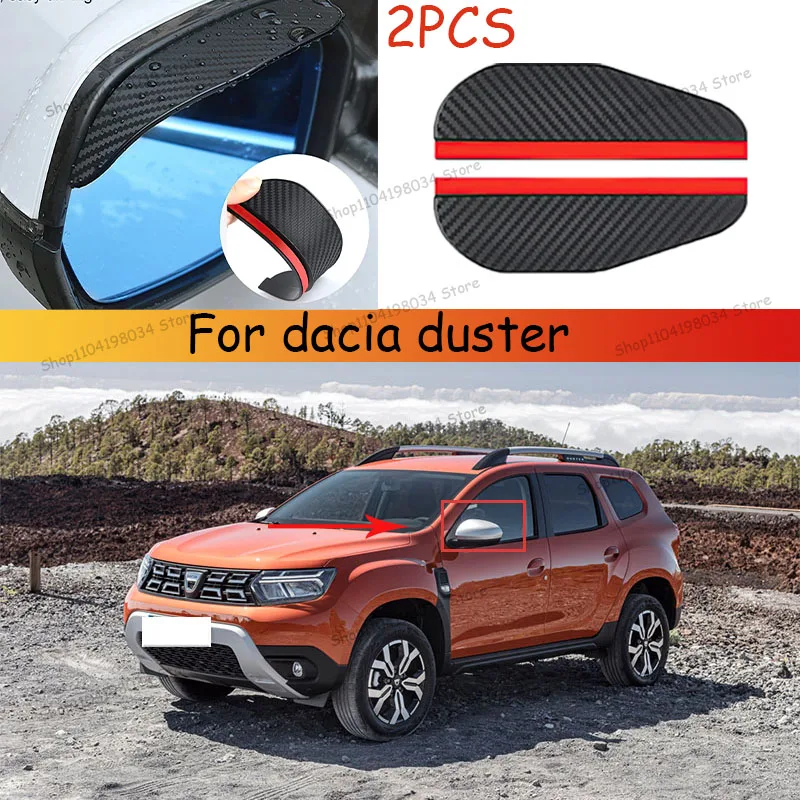 

For dacia duster Car Carbon Fiber Sun Visor Shade Cover Car Rearview Mirror Rain Eyebrow Protector Clear Vision for Rain Car