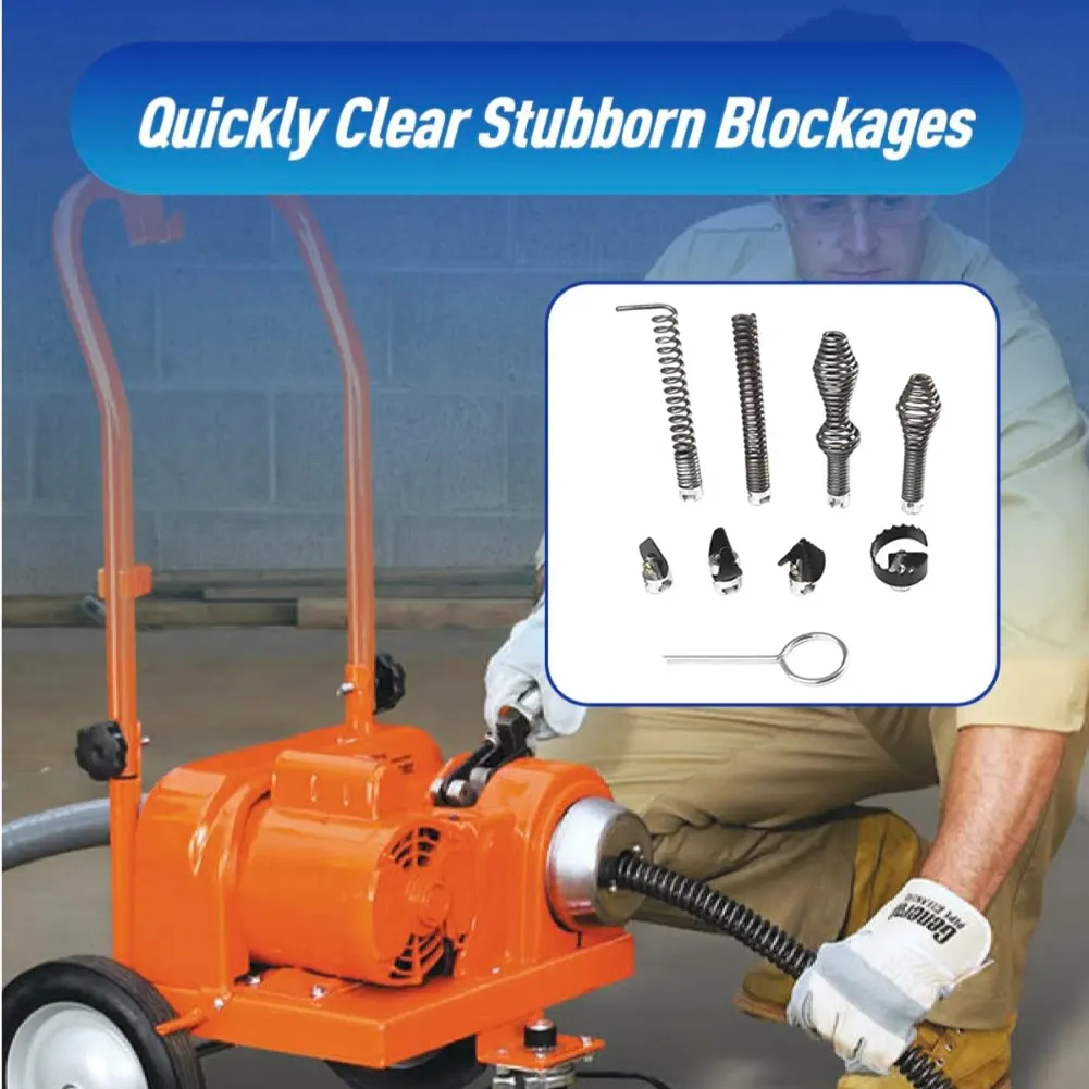 

Professional Heavy Duty 9-Piece Drain Cleaning Kit with Various Tool Heads and Drill Attachment for Pipe Blockage Removal