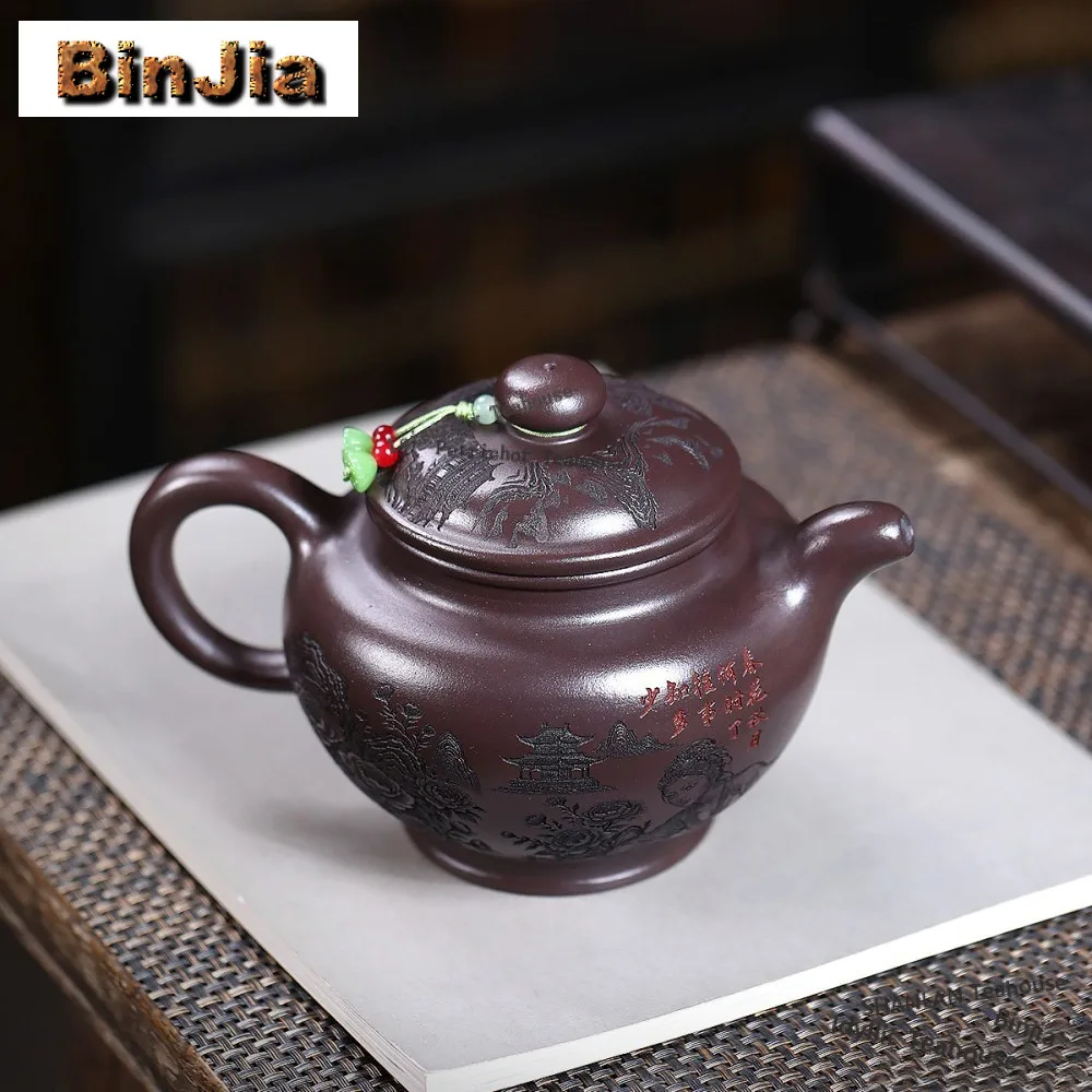 

670ml Traditional Yixing Purple Clay Teapots Handmade Duozhi Pot Raw Ore Red Dragon Blood Sand Mud Kettle Zisha Tea Set Gifts
