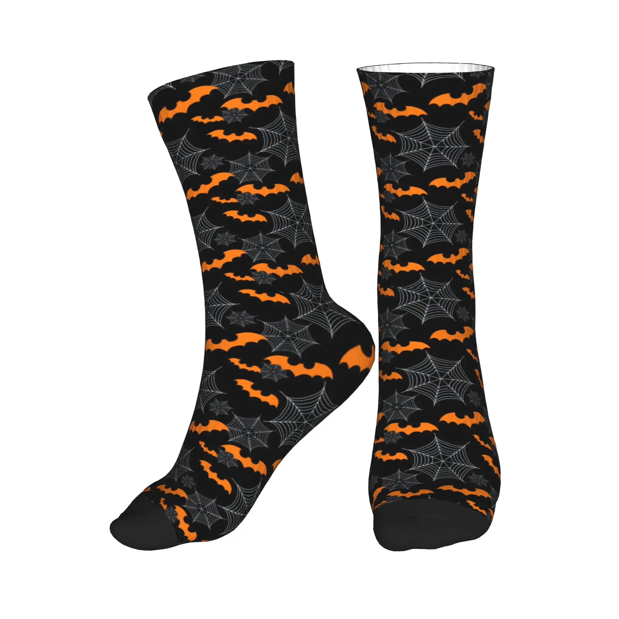 

Harajuku Halloween Bats And Spider Webs Socks Women Men Warm 3D Printed Football Sports Socks
