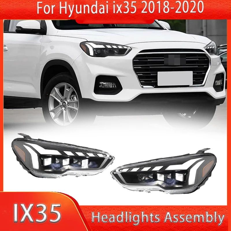 

1 пара светодиодных фар в сборе для Hyundai ix35 2018-2020 фары Plug and Play со светодиодными DRL динамическими поворотными передними фарами
