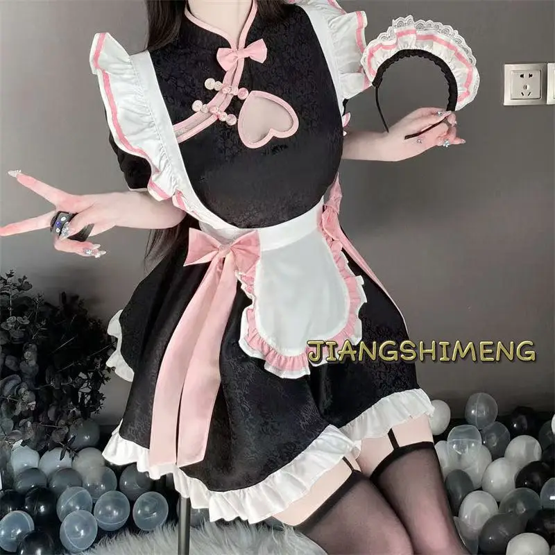 Chinese Stijl Meid Lolita Cosplay Kostuum Vrouwen Sweetheart Cheongsam Jurk Halloween Party Serveerster Rollenspel Animatie Show Nieuwe