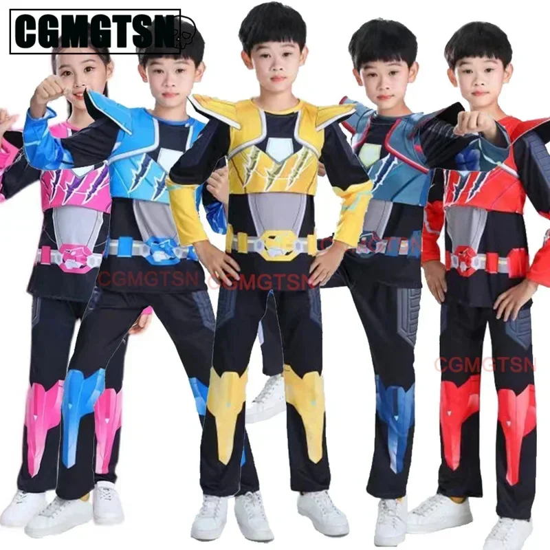 Cgmgtsn crianças mini força x cosplay traje volt sami lusi max role play topo e calças terno para meninos roupas de criança de halloween