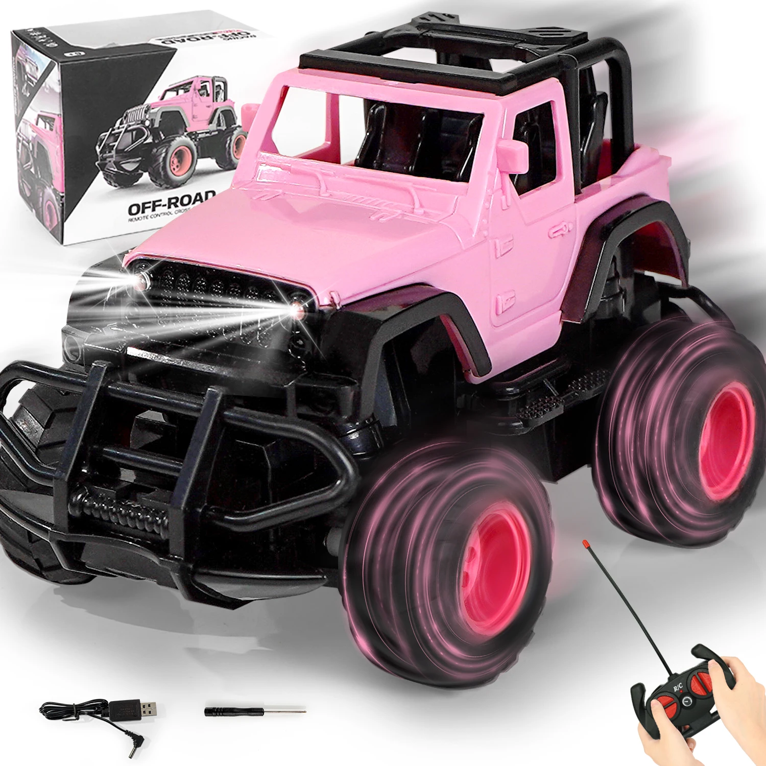 2.4G Wireless Remote Control 1:18 Four-Way Off-Road Vehicle Electric Drift All Terrain Climbing Simulation Lighting Toy Car