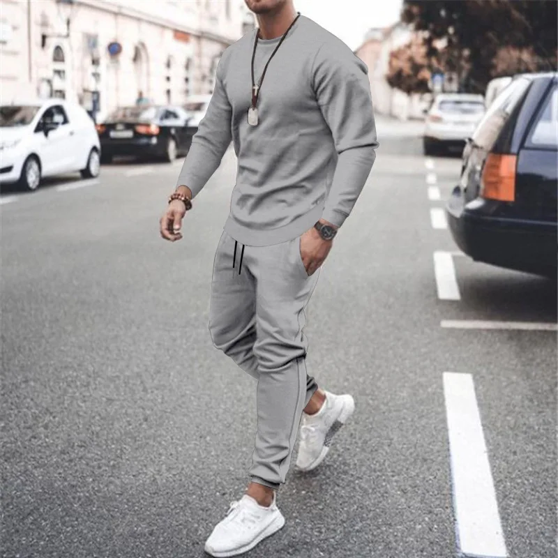 2025 New Men Two Pieces Sets Running Sweatshirt+Sweatpants  Suit Autumn Winter Warm Tracksuit Sets Men's Jogger Sports Suit image 6