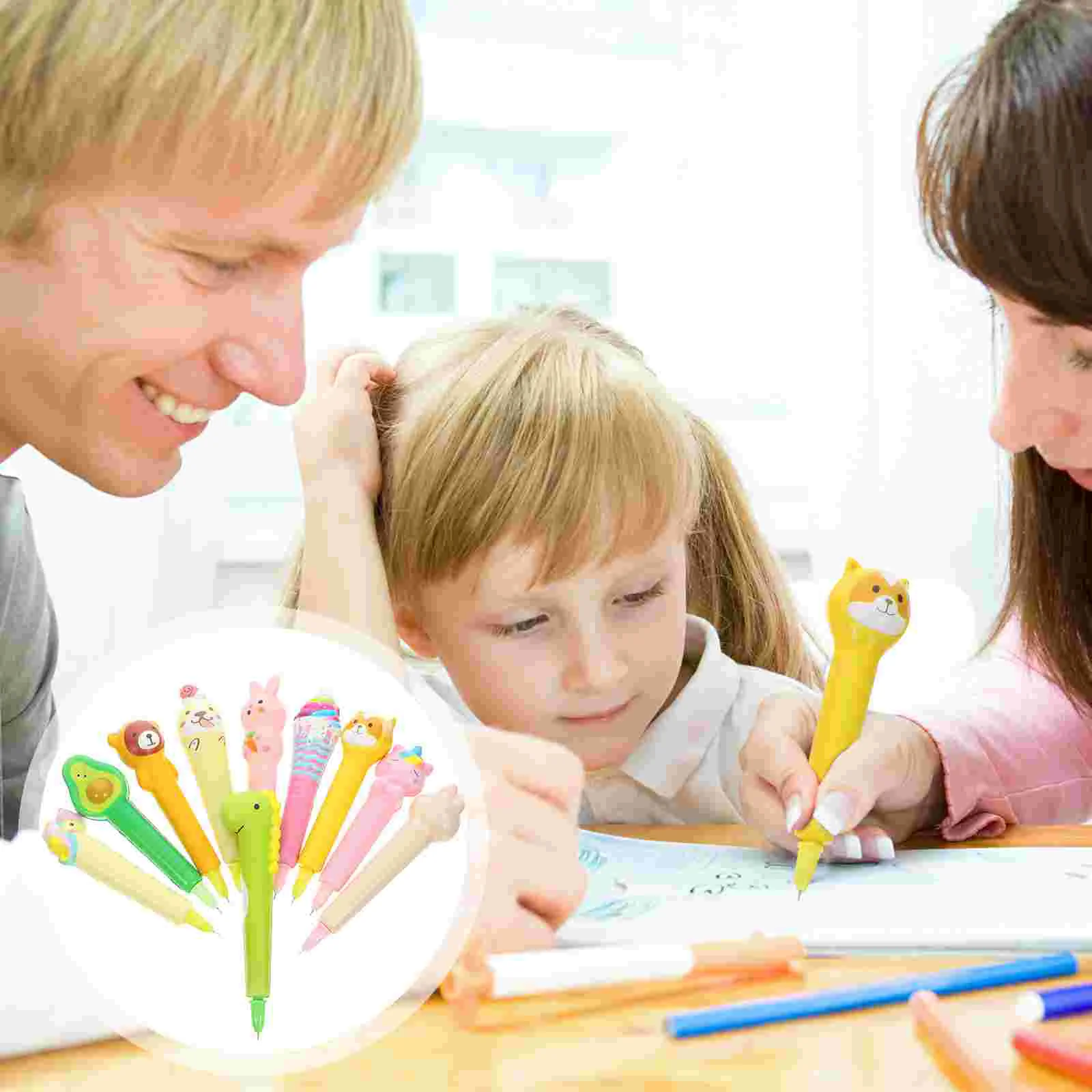 

10 Pcs Writing Pens Cartoon Decompression Portable Fun Gel Stress Multi-function Accessory Convenient Student