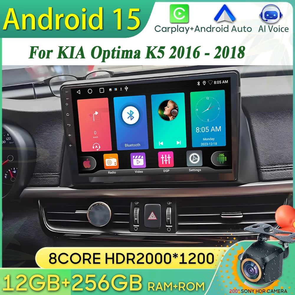 Android 15 Car Radio For KIA Optima K5 2016 2017 2018 GPS Navigation Android Auto Carplay Wifi Video Stereo Screen Unit No 2din