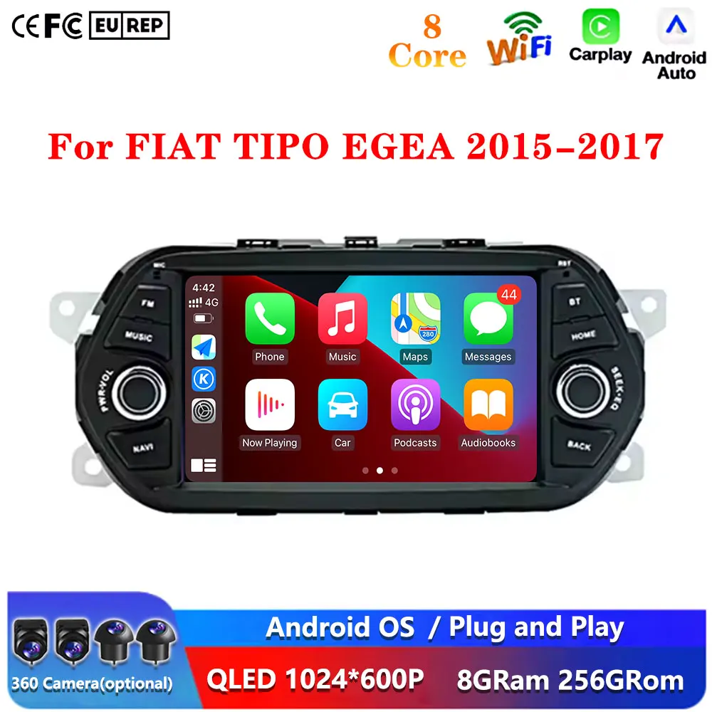 7' Wireless CarPlay 4G WIFI Android 16 for FIAT TIPO EGEA 2015 2016 2017 Multimedia Video Player GPS Navigation Stereo Screen