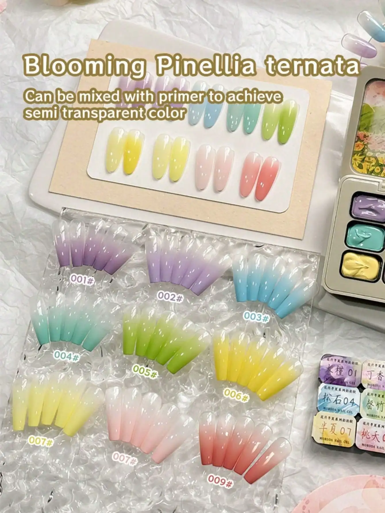 MORDDA 9 pièces floraison Pinellia Ternata tapotements colle tache en conserve haute Saturation populaire semi-solide vernis à ongles Salon de manucure