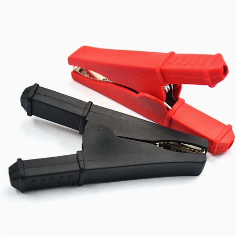1 set of insulated metal copper alligator clip electric test 7cm big alligator clip 1 red +1 black, test clip power