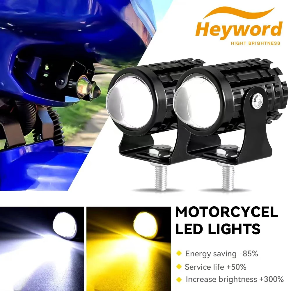 Motorcycle Mini Driving Light Dual Colo for Headlight Auxiliary Spotlight Lamp R ATV Scooter Moto Fog Light Accessories 12V