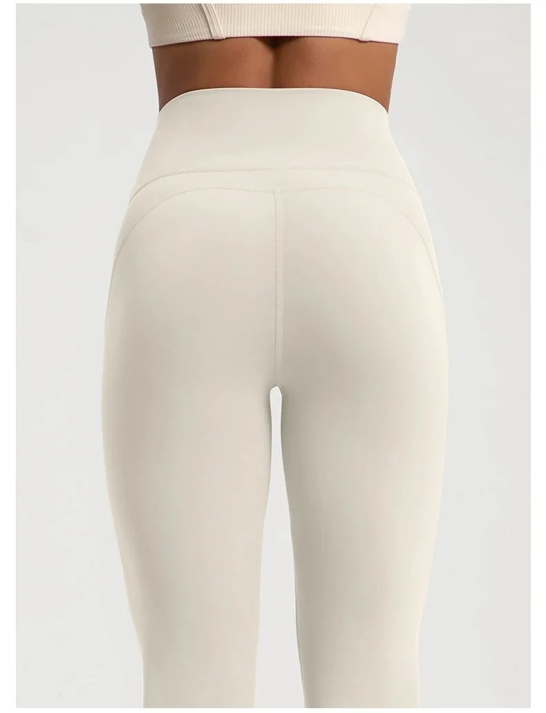 Damen High-Waist Elastische Schlaghose mit Taillenbund, Hüftstraffend, für Fitness, Yoga, Freizeit, Outdoor, Laufen – Detail 8