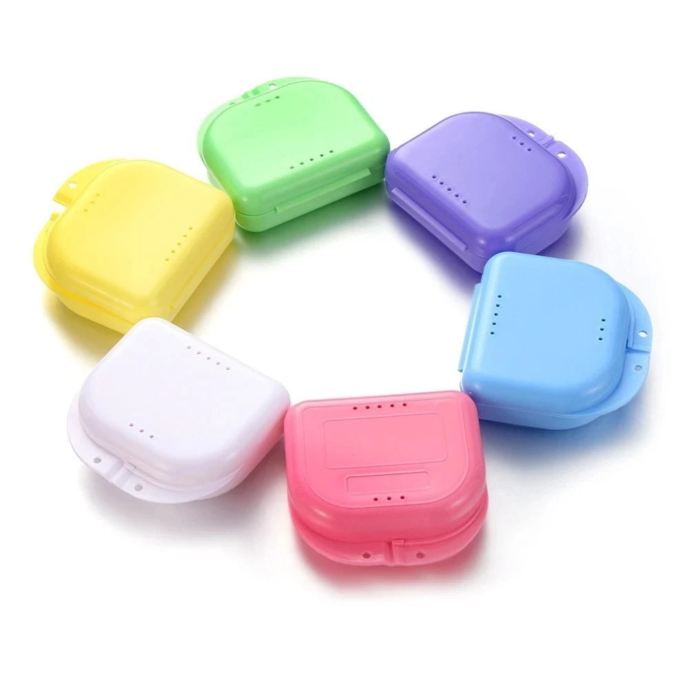 High Orthodontic Retainer Box Case Plastic Mouth Guard Container Air Vent Holes Tray False Teeth Protective Case Oral Hygiene