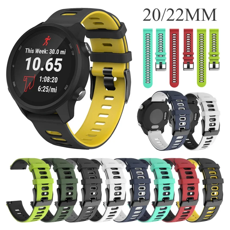 Garmin Vivoactive 3 4 용 20mm 22mm 소프트 실리콘 스포츠 스트랩, 화웨이 시계 GT 2 용 스트랩 팔찌 Garmin 용 시계 밴드 밴드