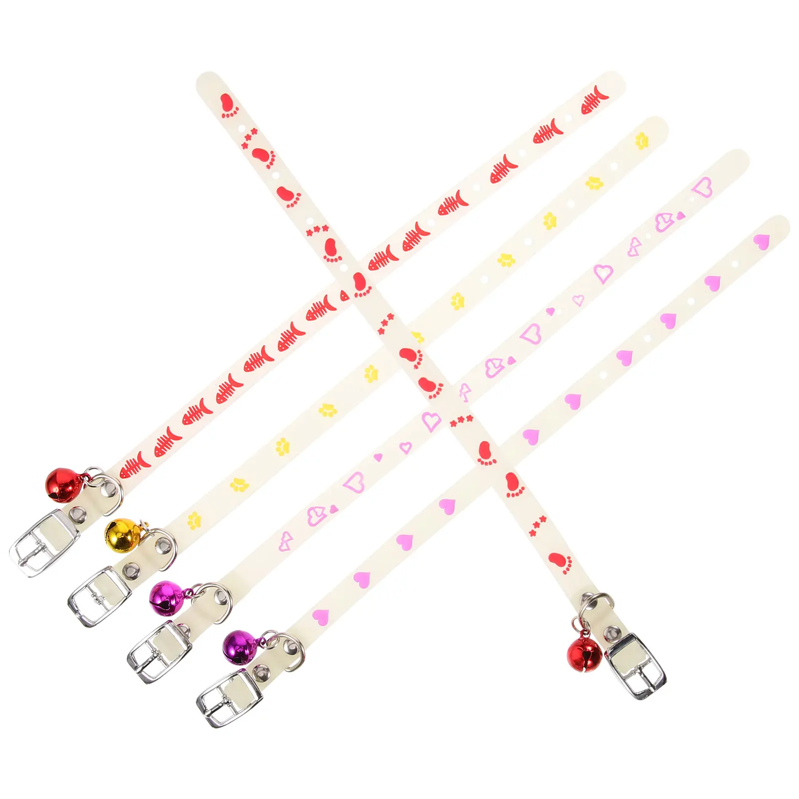 

5pcs Pet Necklace Fluorescent Adjustable Dog Collar Kitten Glow in Dark Anti Lost Decorative Silicone Cat Dog Supplies