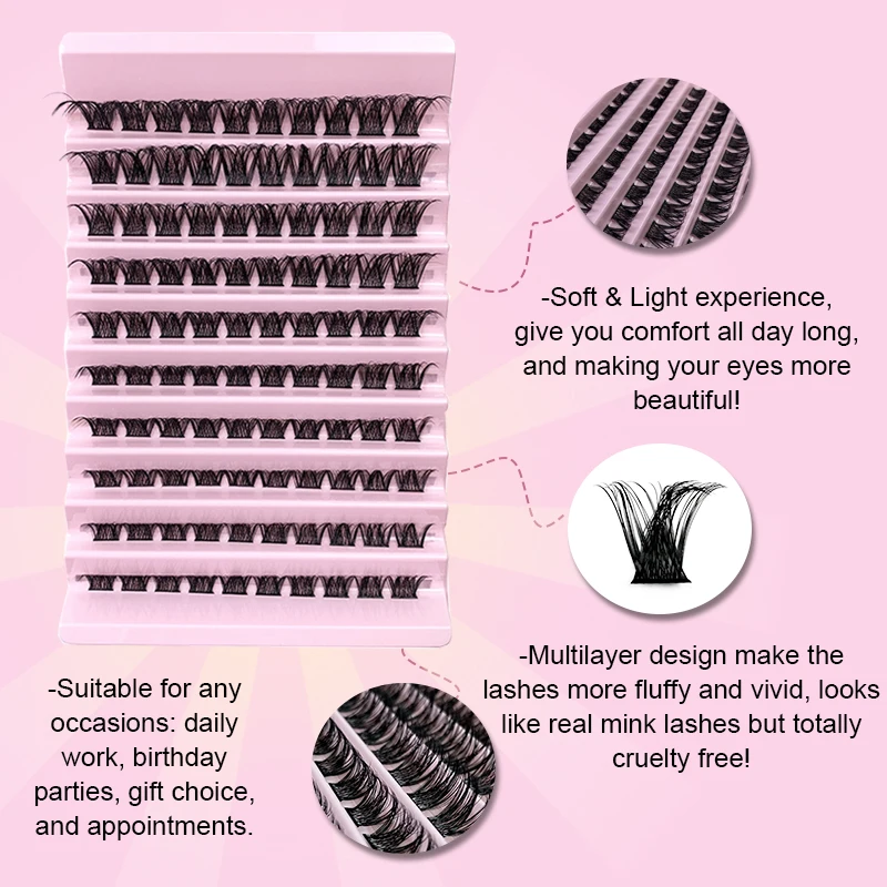 DIY Cluster Eyelashes 120 pcs Natural Individual Segmented False Natural Soft Easy To Operate Bundle Lashes Extensions For Women