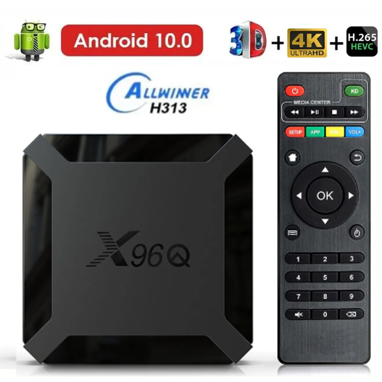 Factory X96Q Android 10.0 OS TV Box Allwinner H313 Quad Core 4K Smart TV BOX 2GB 16GB Wifi Youtube Netflix Stream Media Player