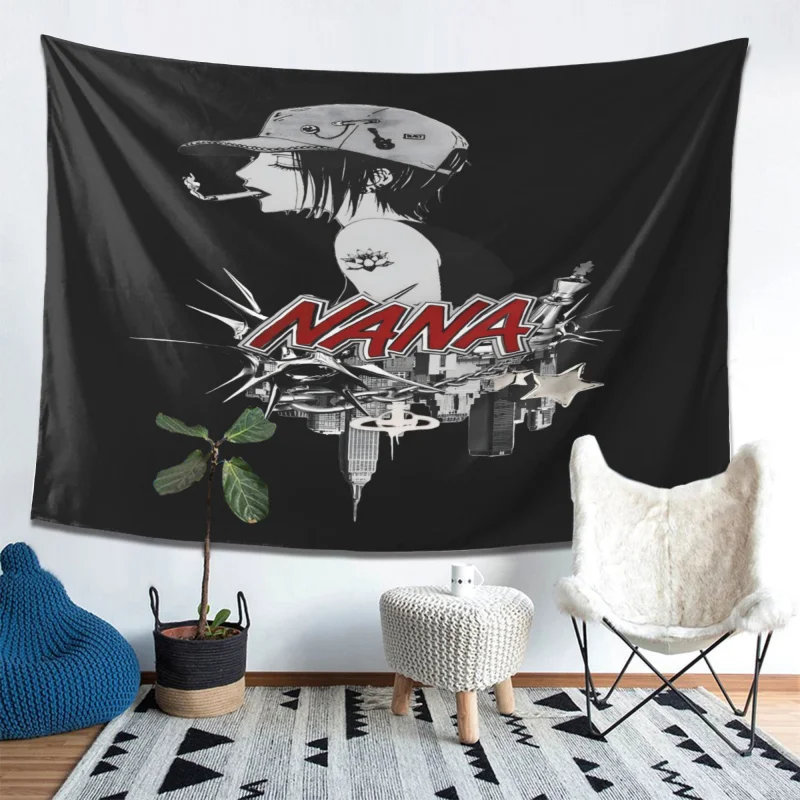 

VIKAMA Manga NANA Tapestry Retro Anime Wall Art Bedroom Headboard Decor Dorm Renovation Sofa Backdrop Cloth Home Decoration