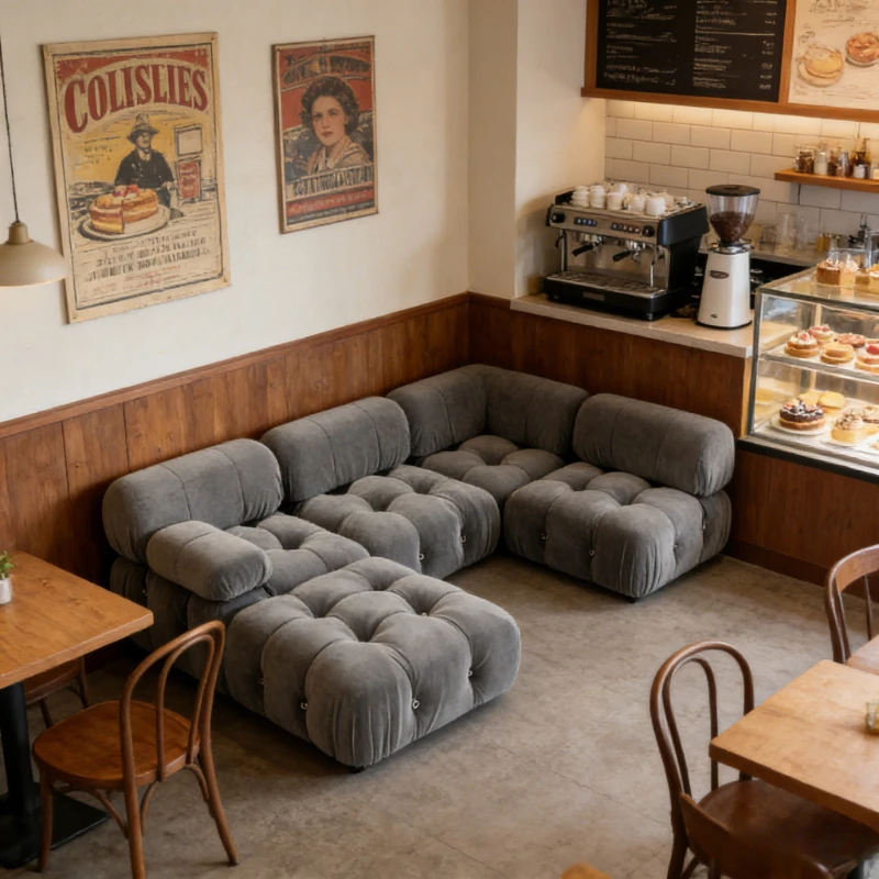 ⁂e Modern Modular Upholstered Sofa with High Density Sponge and Velvet Freestanding Sectional Design for Living Room Hotel