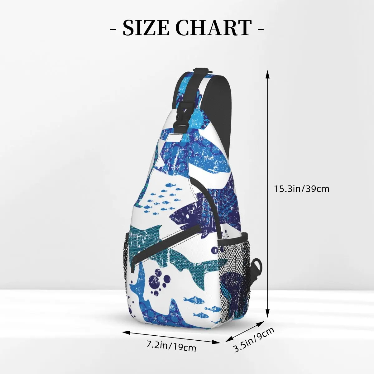 Shark Vintage Small Sling Bag Chest Crossbody Shoulder Sling Backpack Outdoor Sports Daypacks world ocean sea Printed Bookbag