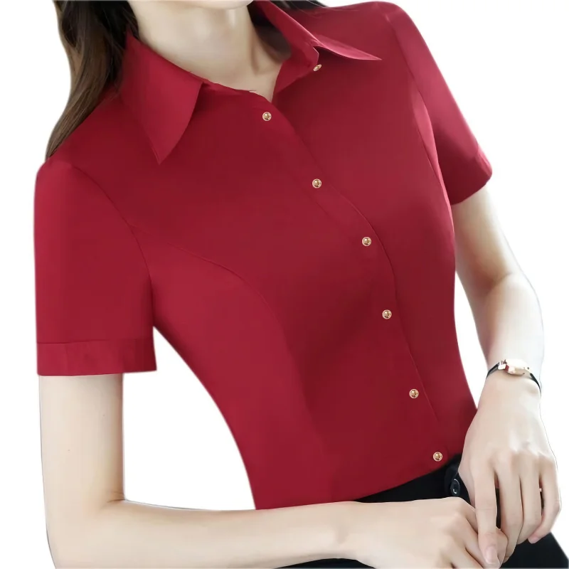 Spring Summer New Slim Solid Simplicity Office Blouse Long Sleeve Polo Neck Basic Shirt Tops Fashion Elegant Women Clothing