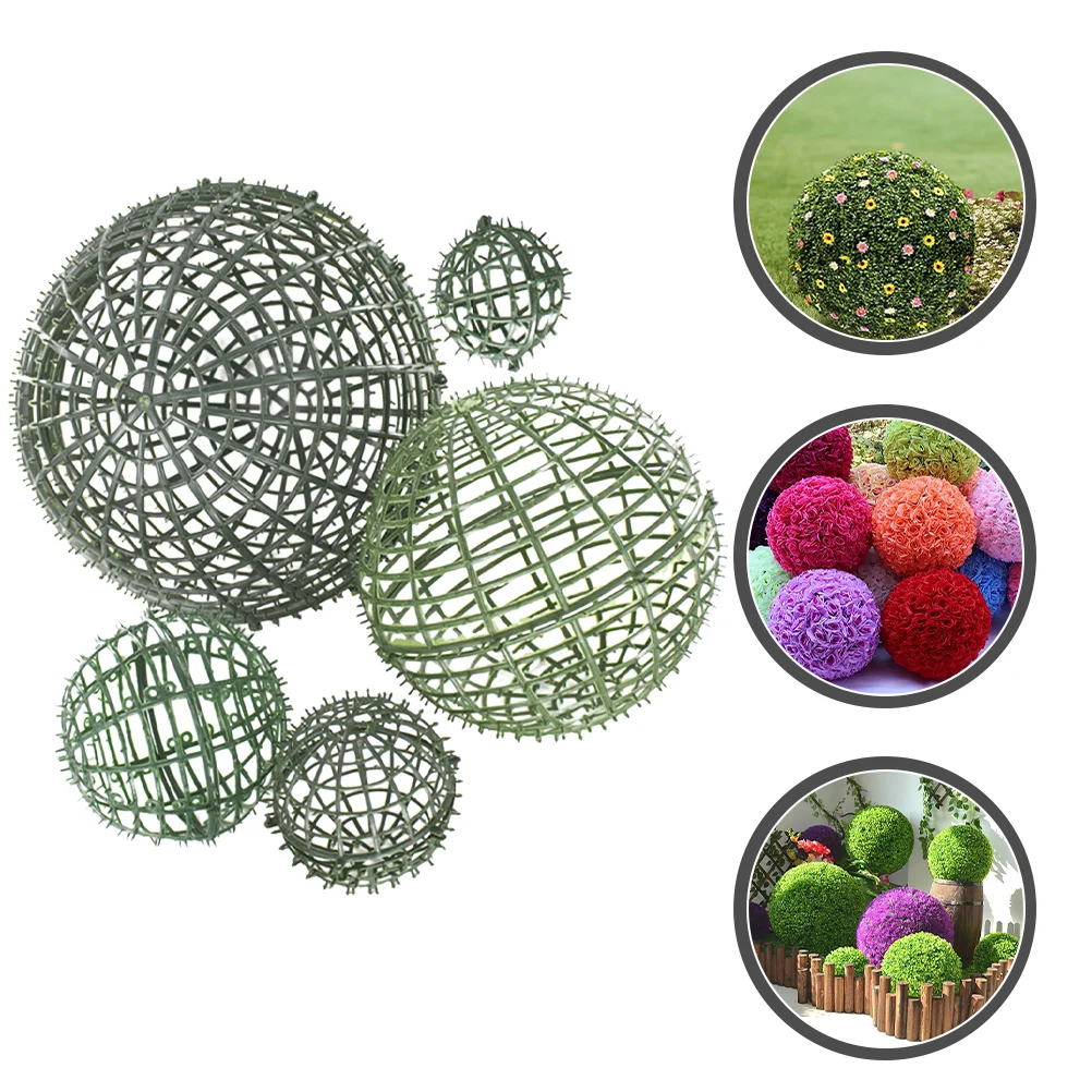 

5 Pcs Flower Ball Rack Poinsettia Garland with Lights Metallic Line Artificial Plant Grass Arrangement Frame Plastic