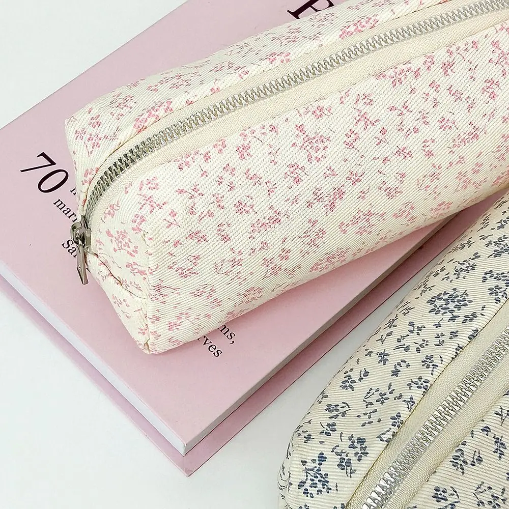 INS Floral Print Pen Bag Large Capacity Multifunctional Pencil Case Pen Box School Office