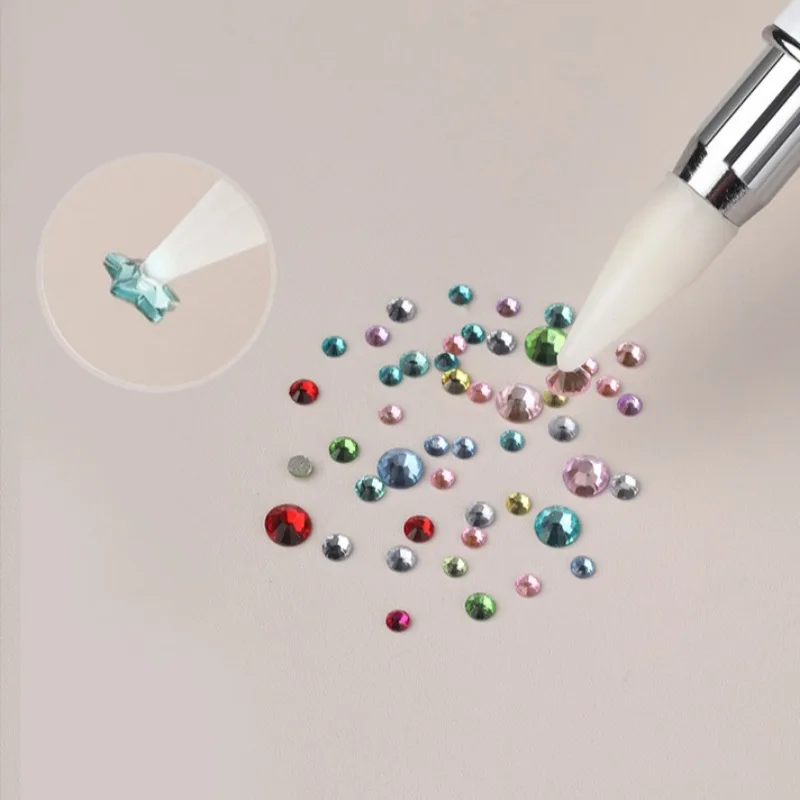 2pcs Dual-head Wax Pen Nail Beads Rhinestone Picker Wax Pencil Round Dotting Painting Tool Manicure Applicator Stick Dotting Pen