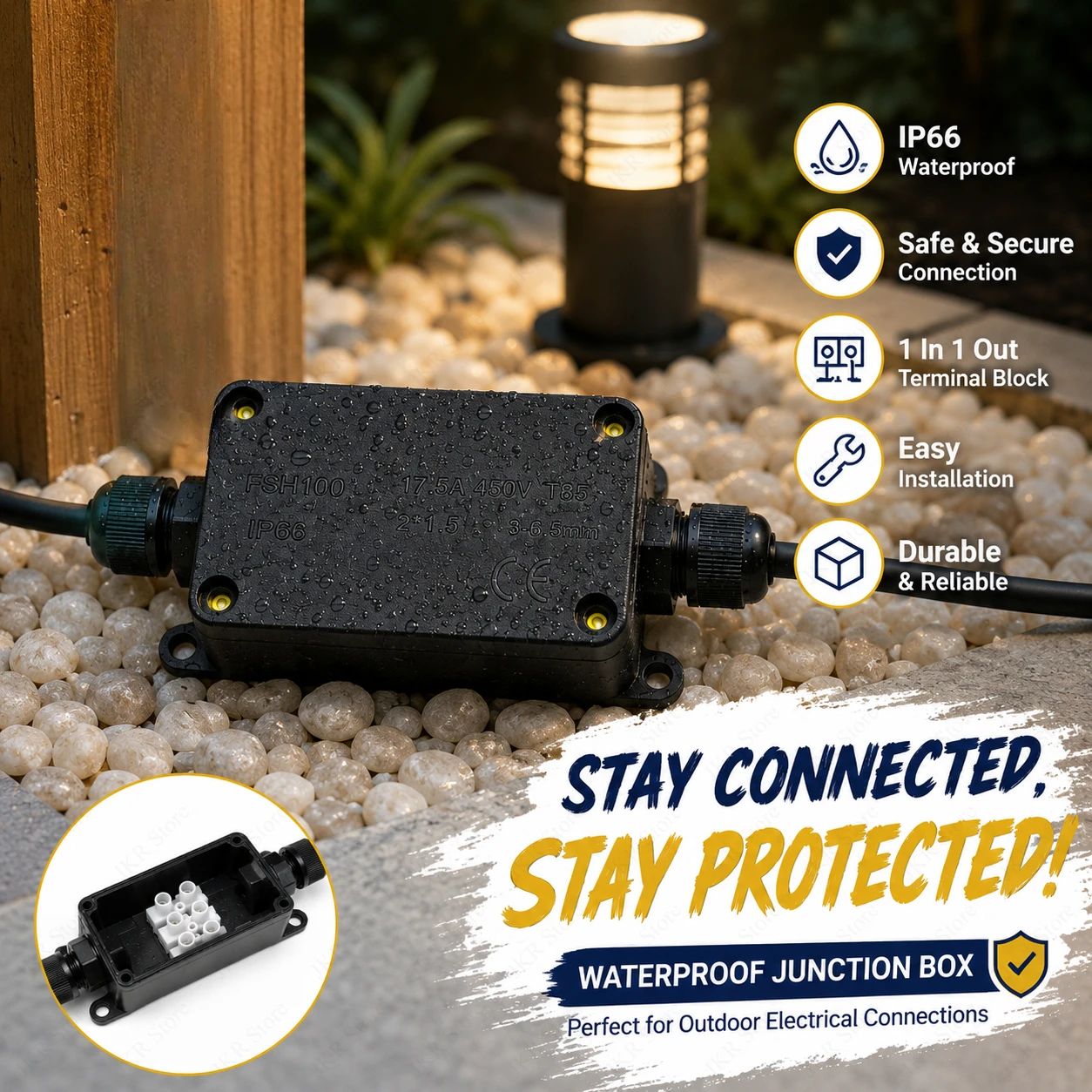 Outdoor Power Cable Junction Box - Boîtier de jonction étanche IP66 pour