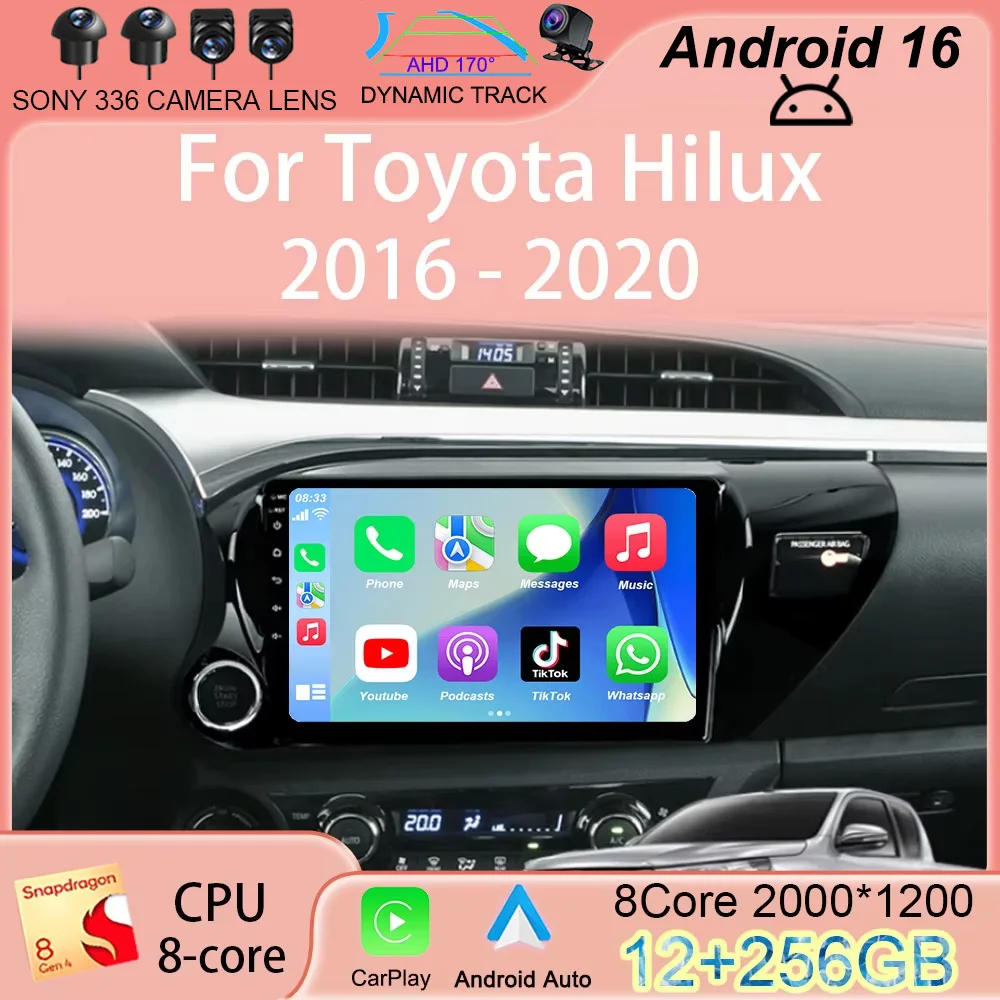 

Автомагнитола Android 16 2 Din для Toyota Hilux 2016-2020 с экраном, мультимедийным плеером, навигацией GPS, головным устройством и авторадио