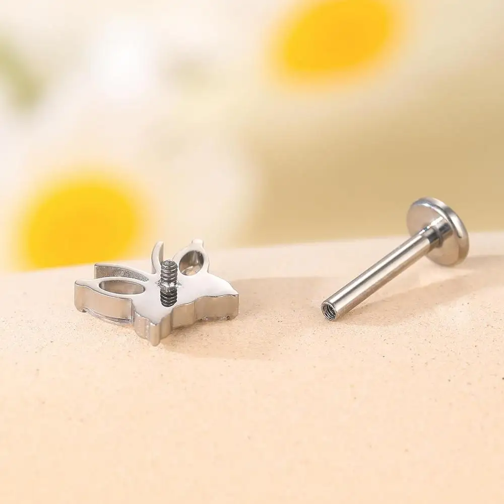 16 جرام G23 التيتانيوم فراشة Labret مونرو الشفاه خواتم ترصيع اللولب الغضروف الزنمة مسمار ثقب المجوهرات