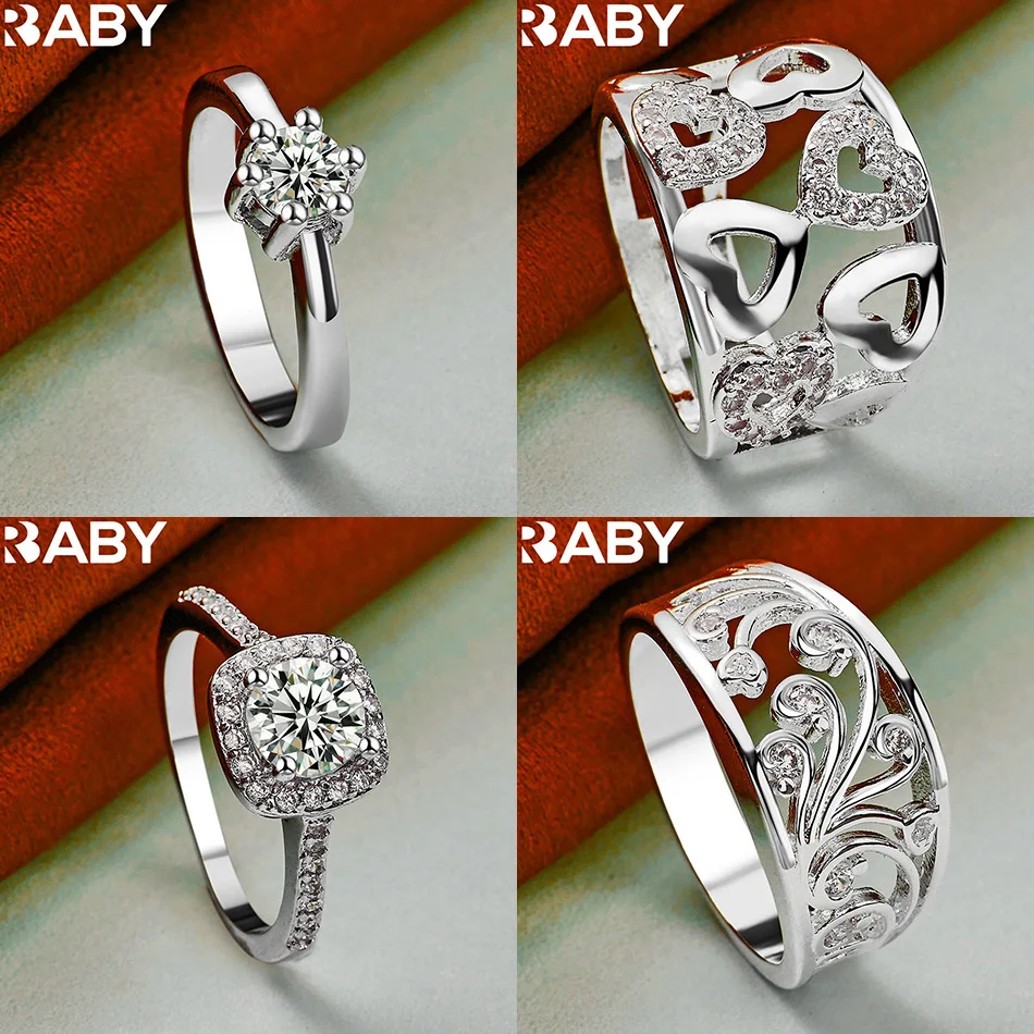 

URBABY 925 Sterling Silver Size 7-10 Zircons Ring For Women Men Fashion Jewelry Charm Grace Wedding Engagement Accessories