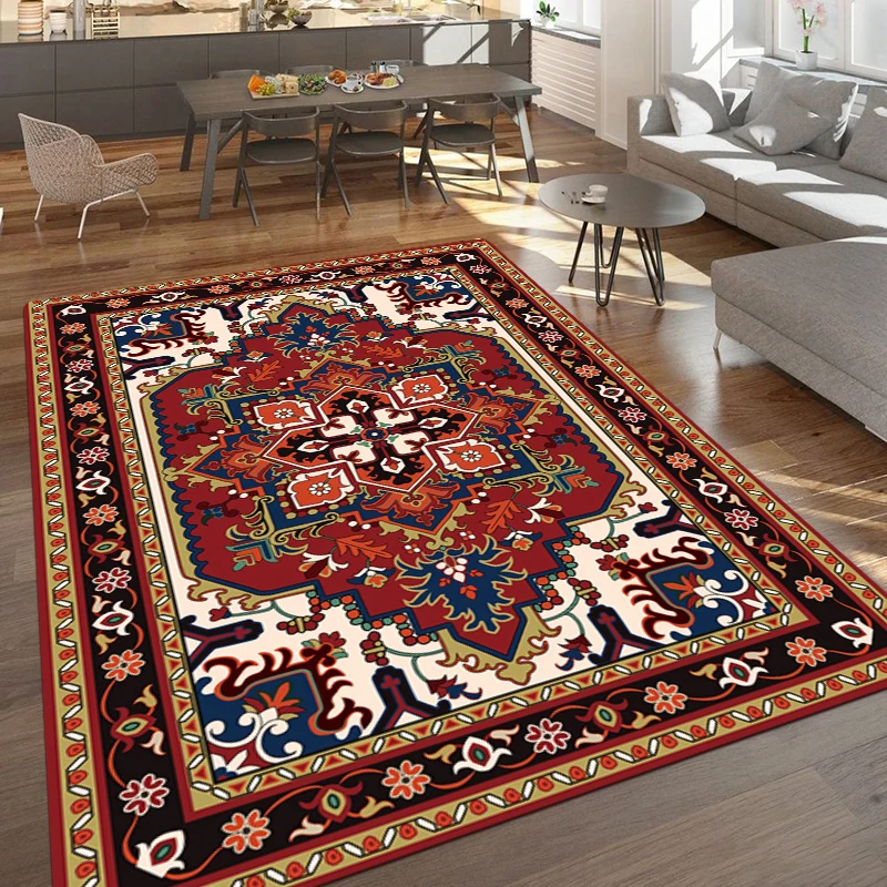 

Persian Style D Flower Pattern Printed Rectangle Carpet Art Rug For Bedroom Living Room Soft Fluffy Rug Nonslip Mat Home Decor