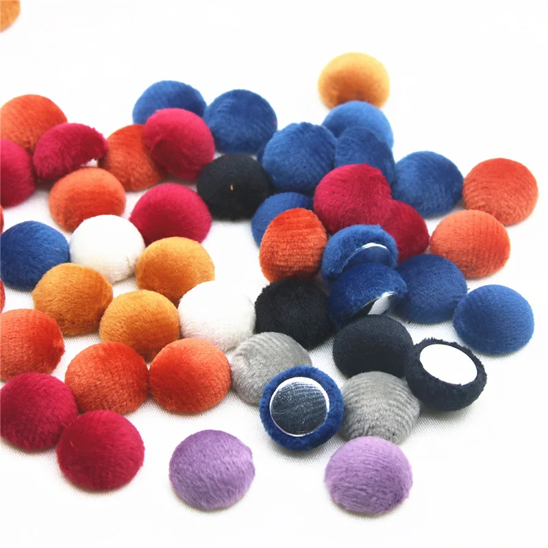 50pcs Mix Color Flatback Short Plus tessuto ricoperto rotondo alto Cabochon bottoni Home Garden Crafts Cabochon Scrapbooking fai da te 15mm