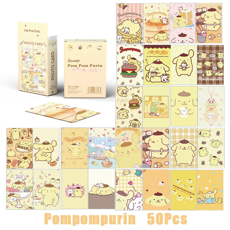 50pcs Saniro Lomo Cards Anime HD Atlas Photo Hello Kitty Cinnamoroll Kuromi Postcards Box Gift Cartoon Collection Comic Fan Toys