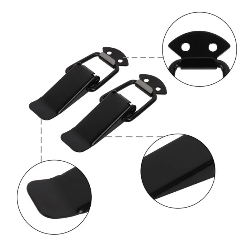 ブラックメタルバックル、荷物用バックル、ツールボックスロックバックル、スナップロック、スプリング式ダックビルクリップ、小型ロックバックル