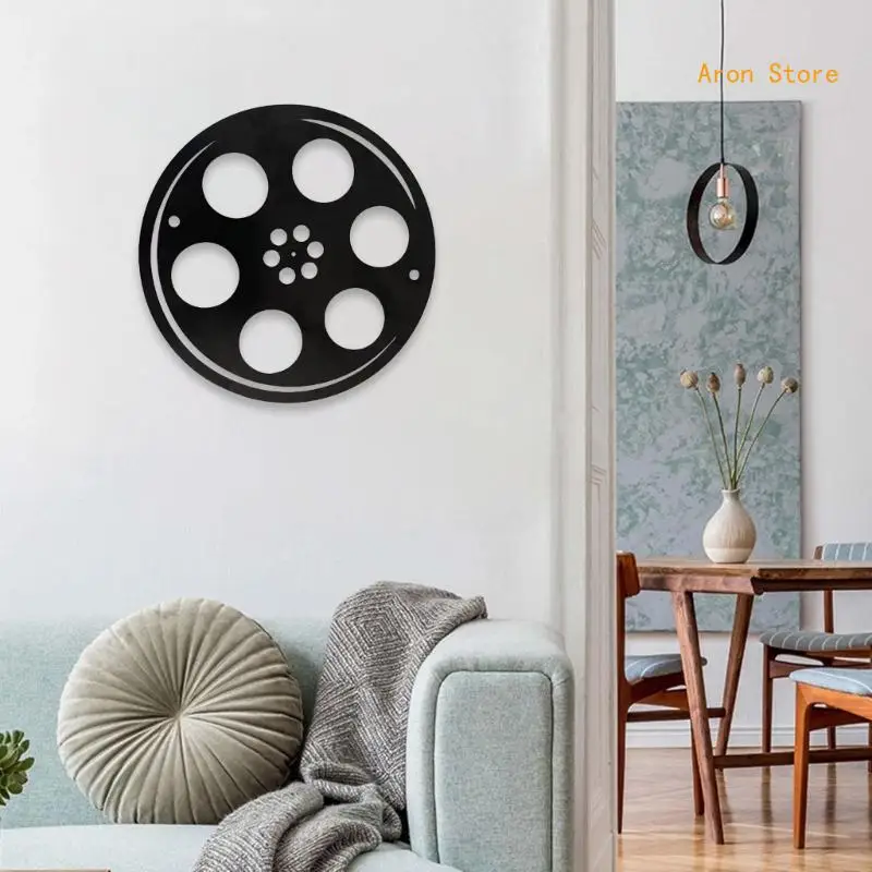 Antique Metal Wall Sign Metal Film Reel Decor Hangings Pendant Unique Film Pattern, Perfect for Home Decorations H3CF