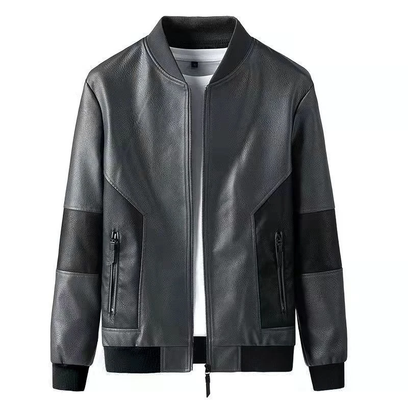ربيع جديد للرجال عادية مقاوم للماء البيسبول الدافئة نمط كبير الحجم سترة جلدية ملابس خارجية عصرية