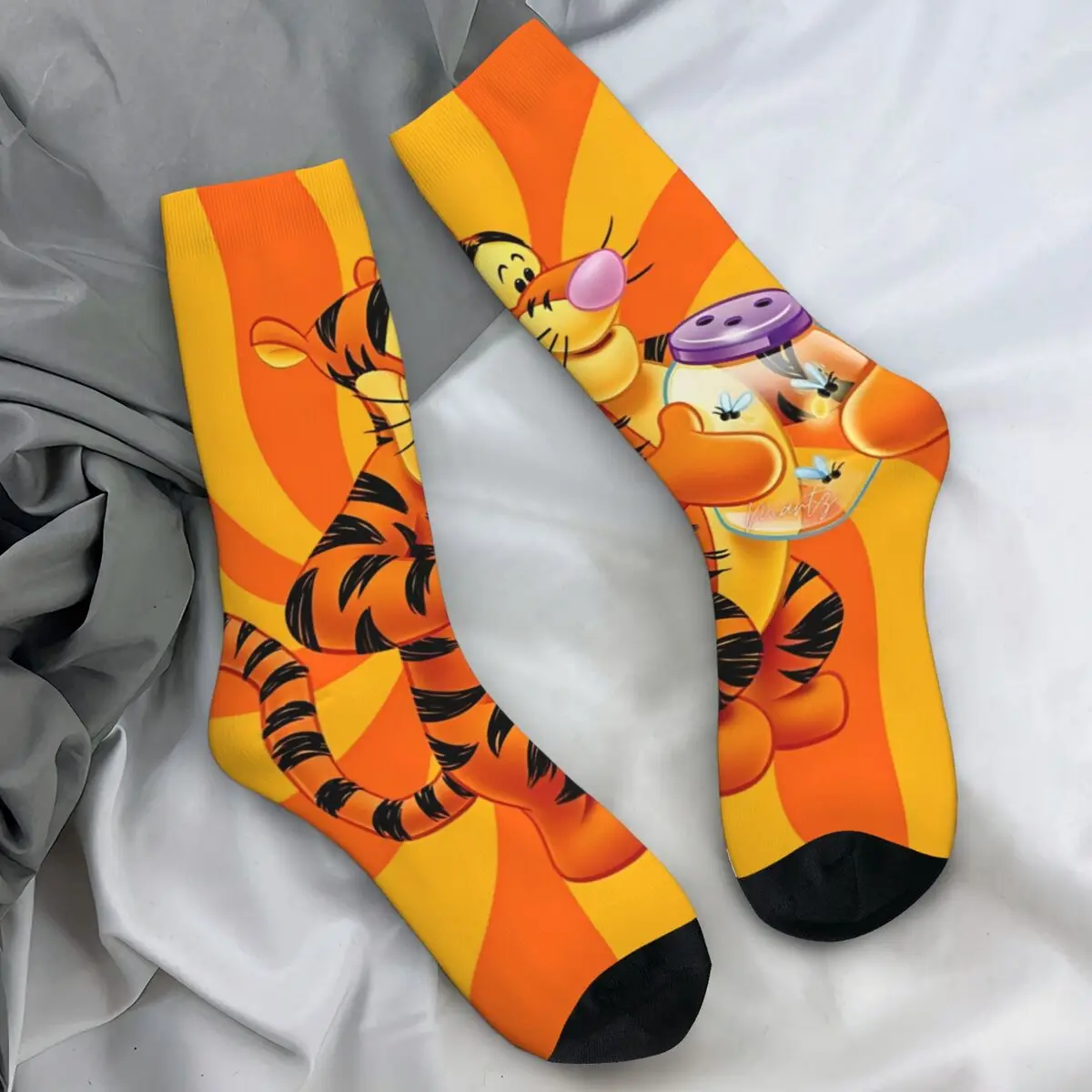 

Winnie Pooh Bear Cartoon Socks Trendy Stockings Autumn Anti Skid Women Men Socks Medium Soft Pattern Running Socks