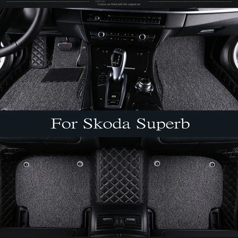 

Car Mats For Skoda Superb B8 3V 2016~2022 2021 2020 Carpets Rugs Leather Floor Mat Interior Parts Waterproof Pad Car Accessories