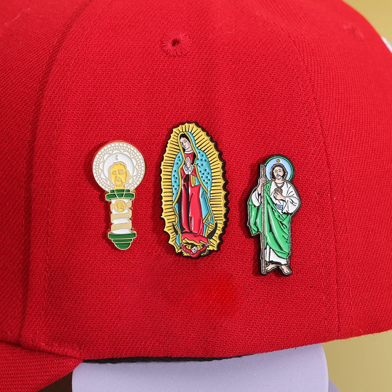 Mexican Our Lady of Guadalupe Enamel Pins Saint Jew Creative Brooches Jewelry Clothes Hat Decorative Lapel Badge for Gifts