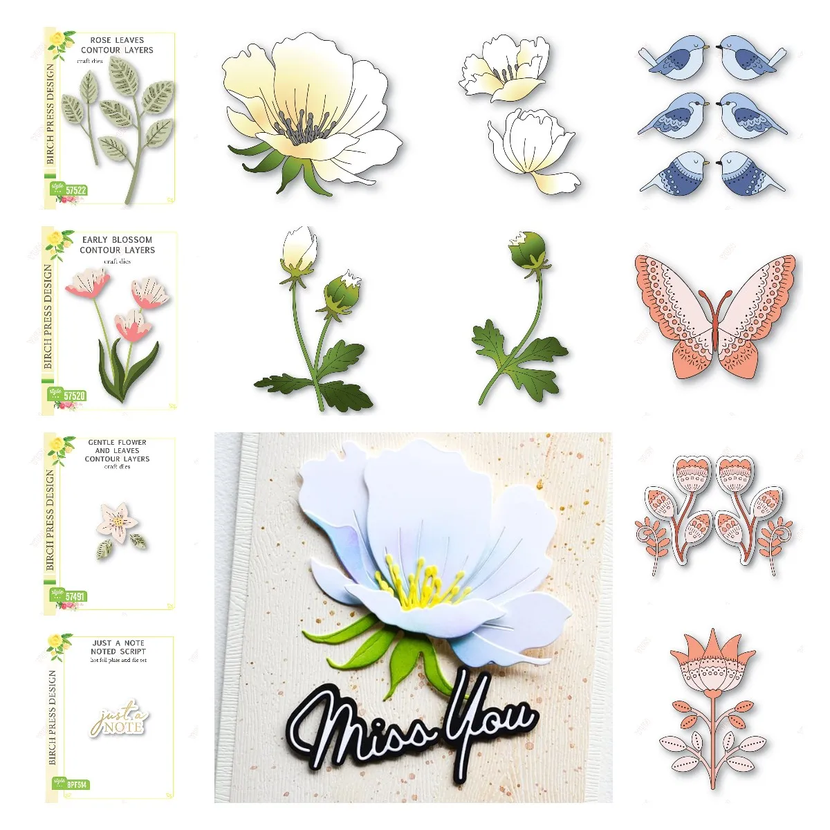 

Rose Leaves Contour Layers Blooming Anemone Greetings Debut Metal Cutting Dies Hot Foil DIY Scrapbooking Photo Album Decoration