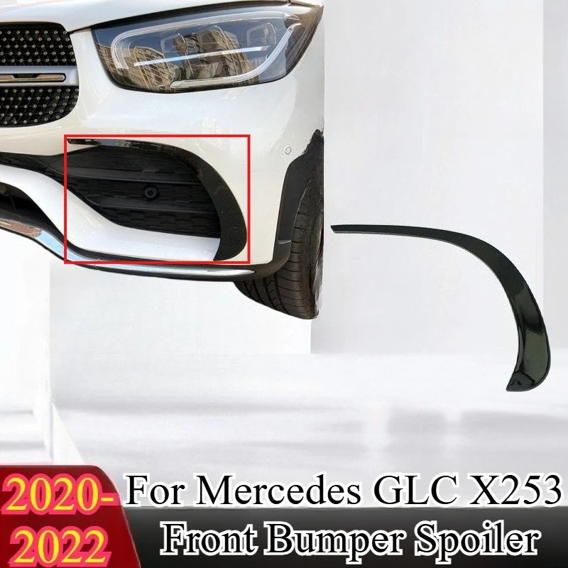

For Mercedes GLC X253 Facelift 2020-22 Upper Grille Trim Vent Cover Front Bumper Spoiler ABS Gloss Black Replacement Accessories