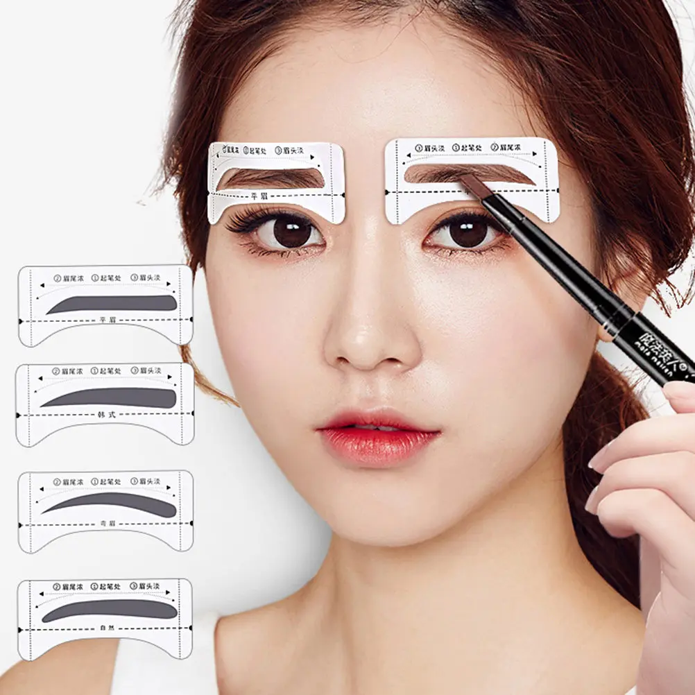 

10Pcs Eyebrow Template Stencils Adhesive Brow Shaping Stencils Arc Bottom Design Left Right Indication for Natural Eyebrow